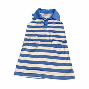 Blue and White Striped Sleeveless Dress